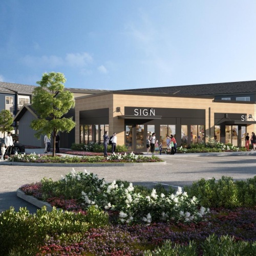 a building with a parking lot